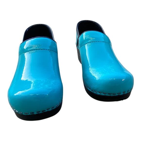 Sanita Clogs Womens Turquoise Patent Leather Slip-On Nurse Shoes Size EUR 35 US4 - Picture 10 of 15